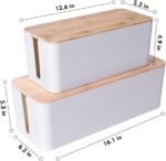2-Pack Wooden Style Cable Management Boxes with Cable Accessories - Image 2