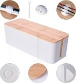 2-Pack Wooden Style Cable Management Boxes with Cable Accessories - Image 3