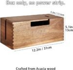 Acacia Wood Cable Management Box for Power Strips & Cords - Image 2