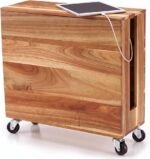 Extra Large Acacia Wood Cable Management Box with Caster Wheels