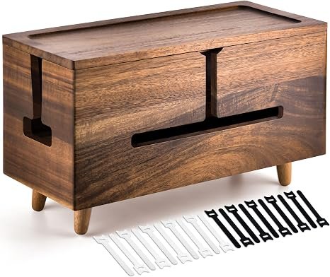 818wK4RYTqL._AC_SX466_ Large Wooden Cable Management Box for Power Strips & Cords - Image 1