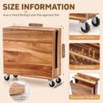 Extra Large Acacia Wood Cable Management Box with Caster Wheels - Image 2