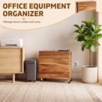 Extra Large Acacia Wood Cable Management Box with Caster Wheels - Image 3