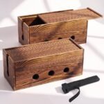 2-Pack Large Wooden Cable Management Box