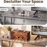2-Pack Large Wooden Cable Management Box - Image 3